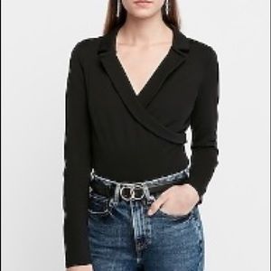 Express Notch Lapel Wrap Front Shirt Jacket
